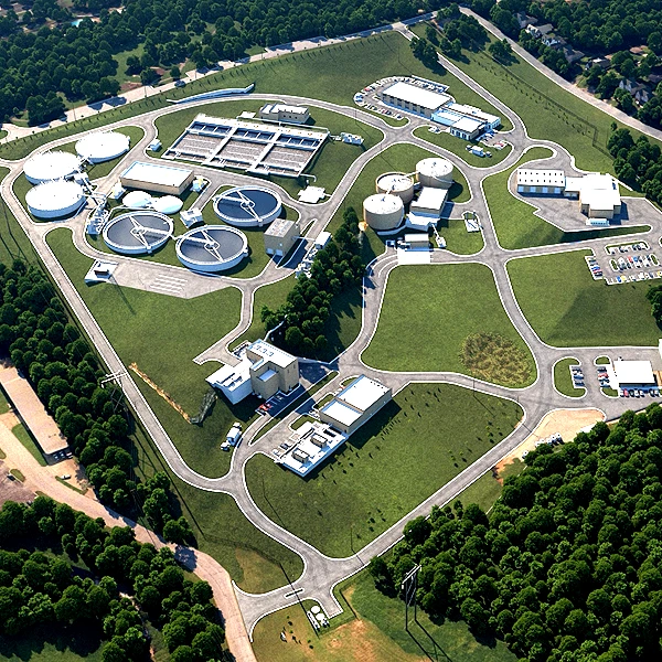 A rendering of the full solar array installed on the desert floor.